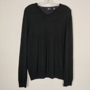 Calvin Klein Men's Sweater Size L Black Merino Wool V Neck Casual Career Outdoor